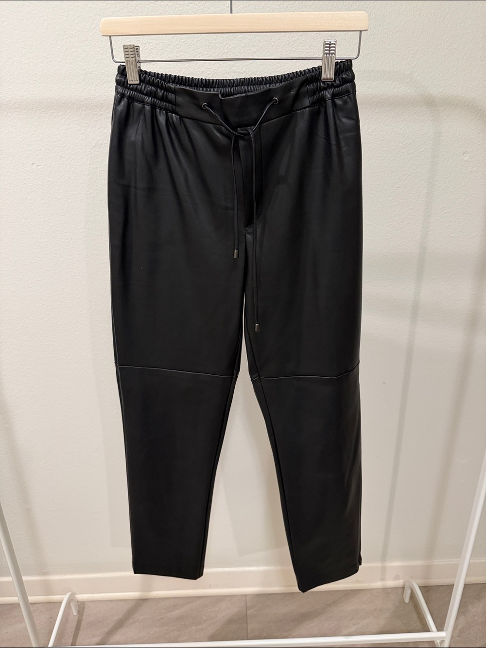 Mango Black Faux Leather Jogger Pants